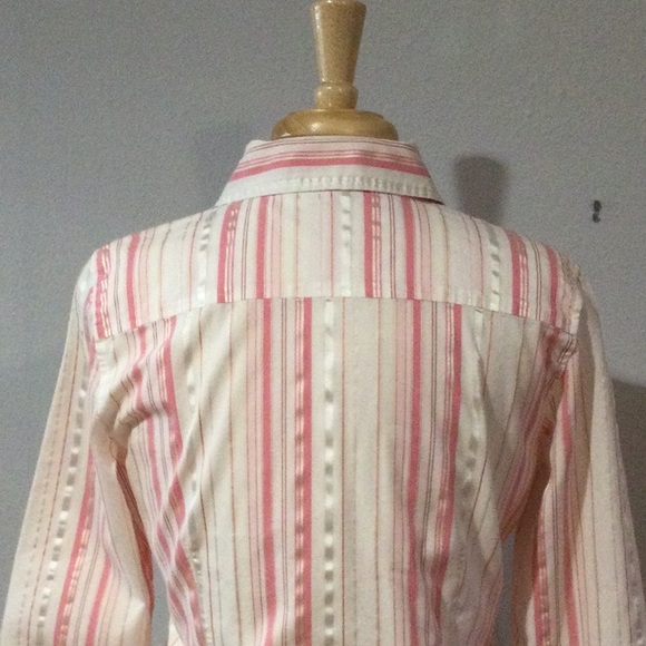 Apt 9 Button Front Collared Stripe Shirt Size Medium - Picture 11 of 15